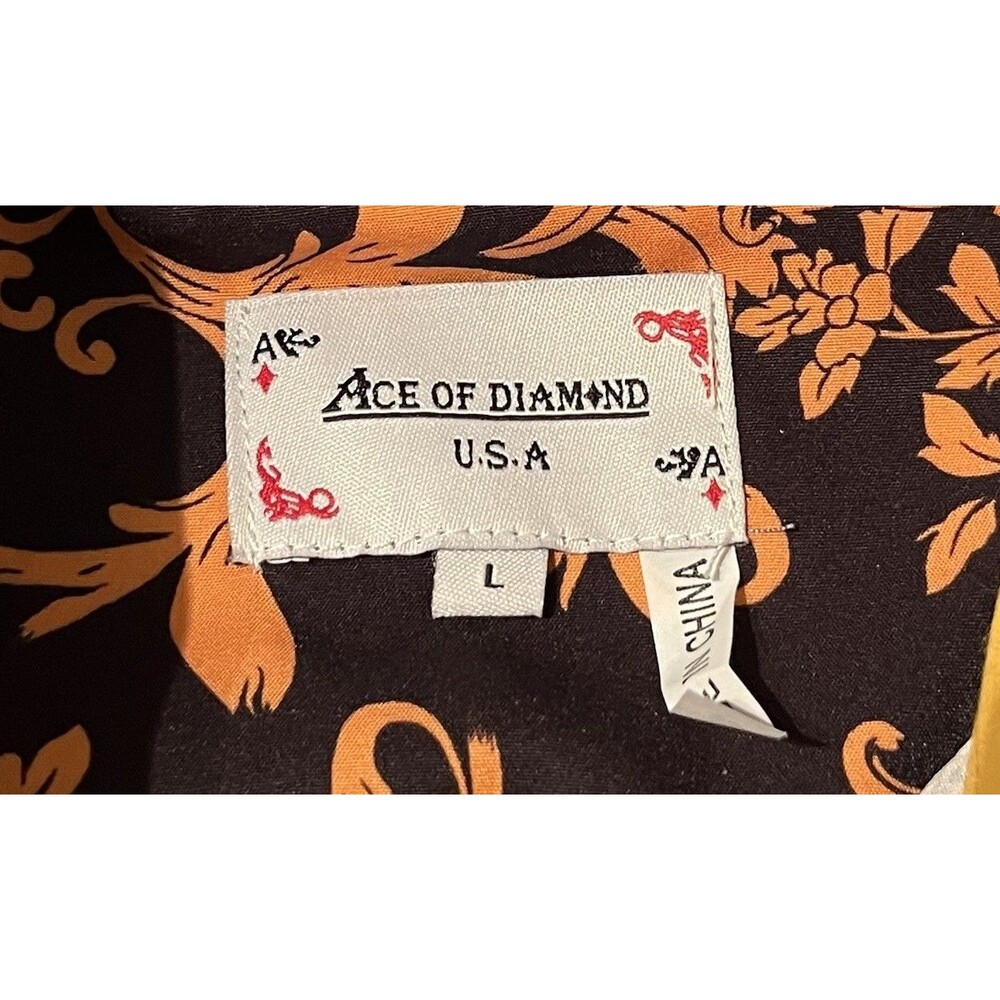 ACE of Diamond Women’s Western Snap Up Shirt Large Orange Black Floral Rodeo NEW - Picture 5 of 10